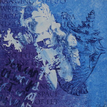 Printmaking titled "Astronaut blue" by Florian Arendt, Original Artwork, Screenprinting