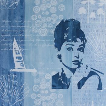 Gravures & estampes intitulée "Audrey Blue" par Florian Arendt, Œuvre d'art originale, Sérigraphie