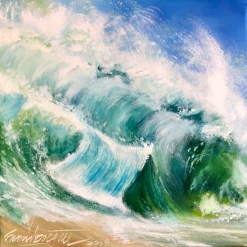 Painting titled "La vague rageuse" by Francis Bocquet, Original Artwork, Oil