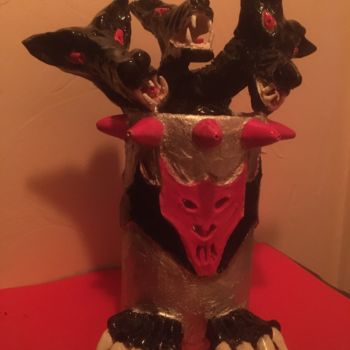 Sculpture intitulée "Hydre Totem" par Fred, Œuvre d'art originale, Terre cuite