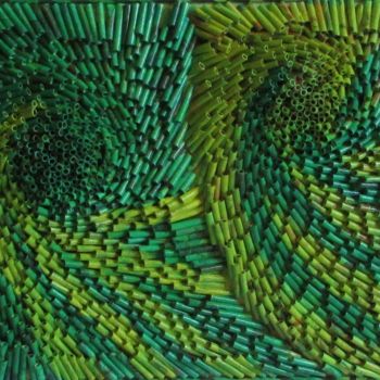 Scultura intitolato "Green spiral - Grün…" da Eva Fazakas, Opera d'arte originale