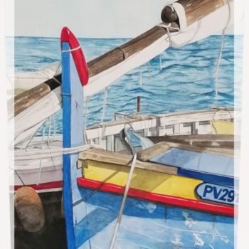 Schilderij getiteld "Liberté à Collioure" door Françoise Perrotton, Origineel Kunstwerk, Aquarel