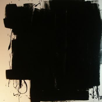 Malerei mit dem Titel "Black Flex on White" von F-Red, Original-Kunstwerk, Öl