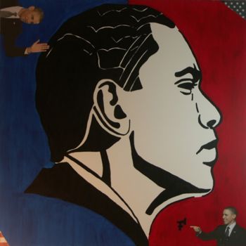 Pittura intitolato "Barack Obama n°4" da F-Red, Opera d'arte originale, Olio