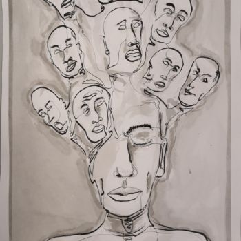 Drawing titled "Silent Chaos" by El Maestro, Original Artwork, Ink