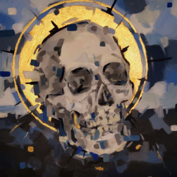 Картина под названием "Skull" - Florent Thomas (F10), Подлинное произведение искусства, Масло