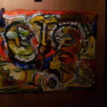 Peinture intitulée "Oeuvre à 3mains" par Ital'A, Œuvre d'art originale