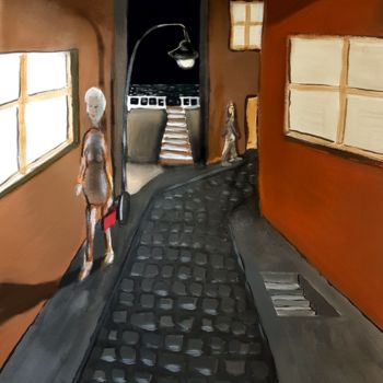 Pintura titulada "Nuit éclairée" por Ital'A, Obra de arte original, Acrílico