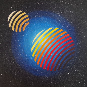 Schilderij getiteld "Exoplanet 1b" door Fab Nut, Origineel Kunstwerk, Acryl