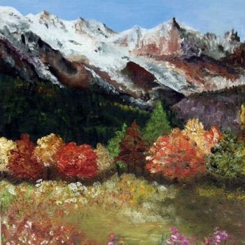 Painting titled "Les Alpes" by Fabadizart, Original Artwork, Oil