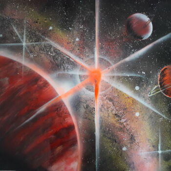 Schilderij getiteld "Red univers" door Faban El, Origineel Kunstwerk
