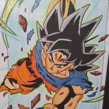 Drawing titled "Goku fury" by Faban El, Original Artwork, Marker