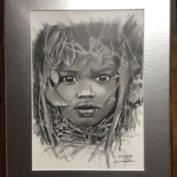 Dessin intitulée "Black kid in the bu…" par F2l, Œuvre d'art originale, Crayon