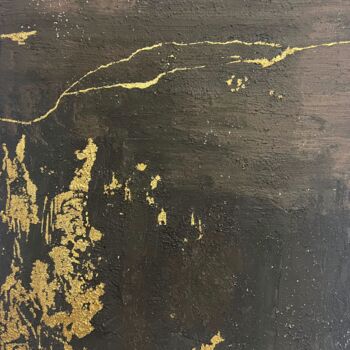 Schilderij getiteld "DarkGold" door Fabe Wall Artist, Origineel Kunstwerk, pigmenten Gemonteerd op Frame voor houten brancard