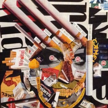 Collages intitolato "Addiction - Smoking…" da Fabienne Frery, Opera d'arte originale, Collages