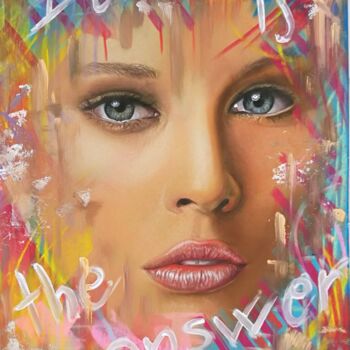 Painting titled "Donna Pop" by Fabiana Crecco, Original Artwork, Pastel Mounted on Wood Panel