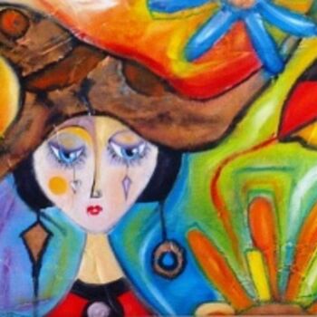 Painting titled "La Fille du Clown -…" by Fabiana Basso, Original Artwork