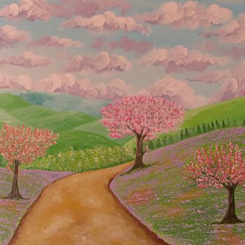 Painting titled "Abril" by Fabiana Iglesias, Original Artwork, Acrylic Mounted on Wood Stretcher frame