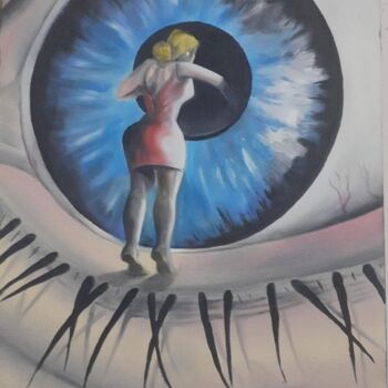 Painting titled "OLHAR CURIOSO" by Fabiano Lobato, Original Artwork, Oil