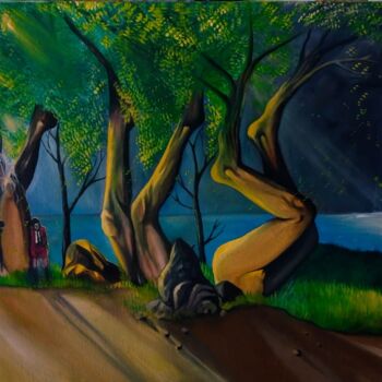 제목이 "FUGA E  PAIXÃO"인 미술작품 Fabiano Lobato로, 원작, 기름 나무 들것 프레임에 장착됨
