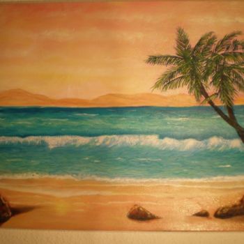 Painting titled "plage" by Fabie, Original Artwork