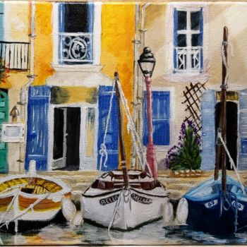 Painting titled "Petit Port Provençal" by Fabien Roger (RFabien), Original Artwork, Acrylic