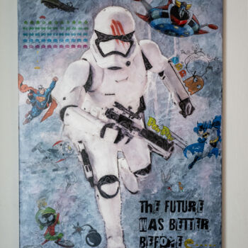 Painting titled "The Futur Was Bette…" by Fabien Valour (weytok), Original Artwork, Acrylic Mounted on Wood Stretcher frame