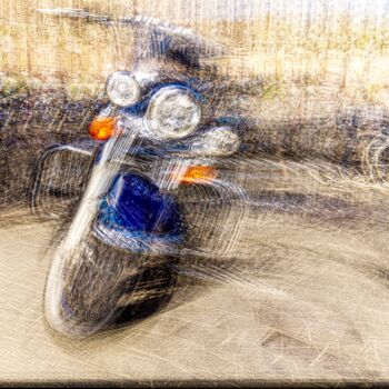 Photography titled "moto bleu" by Fabien Vanelslande, Original Artwork, Manipulated Photography