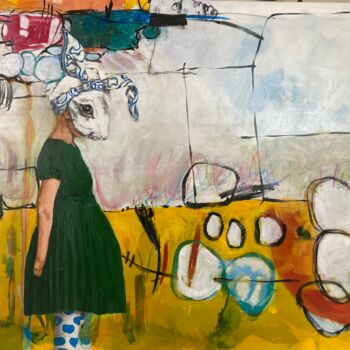 Картина под названием "Lapin de mars - Mar…" - Fabienne, Подлинное произведение искусства, Акрил Установлен на Деревянная ра…