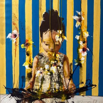 Pintura titulada "« NARCISSE »" por Fabienne, Obra de arte original, Oleo Montado en Bastidor de camilla de madera