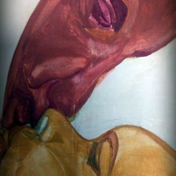 Peinture intitulée "un-baiser" par Fabienne Deguines, Œuvre d'art originale, Tempera