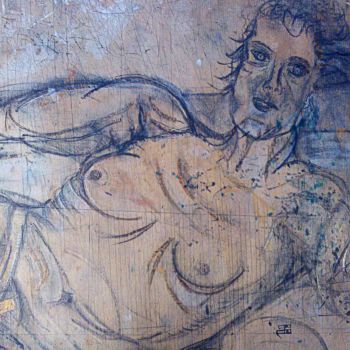 Pintura titulada "grand-nu-torse-et-t…" por Fabienne Deguines, Obra de arte original