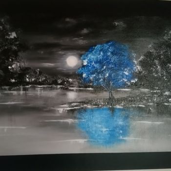 Peinture intitulée "Nuit bleutée" par Fabienne Dequidt, Œuvre d'art originale, Acrylique