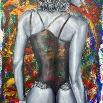 Painting titled "Angelle" by Fabienne Jean-Marie-Flore, Original Artwork, Oil Mounted on Wood Stretcher frame