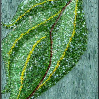 Sculpture titled "Chlorophylle" by Fabienne Le Pajolec Moree, Original Artwork, Mosaic Mounted on Other rigid panel