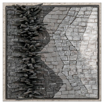 Sculpture titled "Eclats de gris" by Fabienne Le Pajolec Moree, Original Artwork, Mosaic Mounted on Other rigid panel