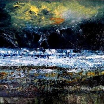 Pintura titulada "Tableau Paysage Mar…" por Fabienne Letondeur, Obra de arte original, Oleo