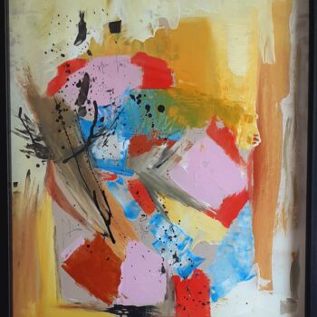 Painting titled "L’abstrait (3)" by Fabienne Letondeur, Original Artwork, Acrylic Mounted on Other rigid panel