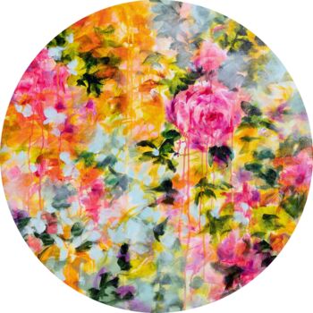 Peinture intitulée "Floral psychédéliqu…" par Fabienne Monestier, Œuvre d'art originale, Acrylique Monté sur Châssis en bois