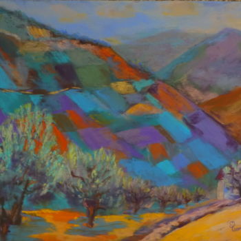 Peinture intitulée "8-oliviers-en-fete-…" par Munro, Œuvre d'art originale, Pastel