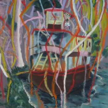 Peinture intitulée "bateau prisonnier" par Munro, Œuvre d'art originale, Autre