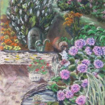 Painting titled "mon jardin" by Munro, Original Artwork