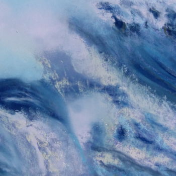 Painting titled "La vague bleue" by Munro, Original Artwork, Pastel