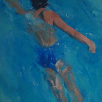Painting titled "Blue" by Fabienne Rattier, Original Artwork, Oil