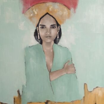 Painting titled "mirage" by Fabienne Rattier, Original Artwork, Oil