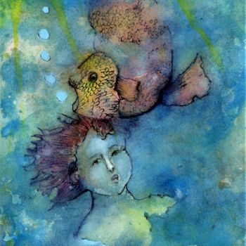 Pintura titulada "L'enfant de la mer" por Fabienne Roques, Obra de arte original, Acuarela