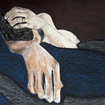 Peinture intitulée "Mains ( Sommeil I )" par Fabienne Touzladjian, Œuvre d'art originale, Acrylique