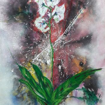 Peinture intitulée "Avril 2020, orchidé…" par Fabienne Touzladjian, Œuvre d'art originale, Acrylique