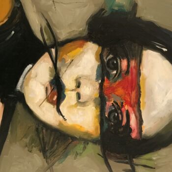 Картина под названием "La femme artiste" - Fabienne Vainikka, Подлинное произведение искусства, Масло