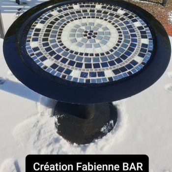 Художественная композиция под названием "Table Damier en Noi…" - Fabienne Bar, Подлинное произведение искусства, Мозаика